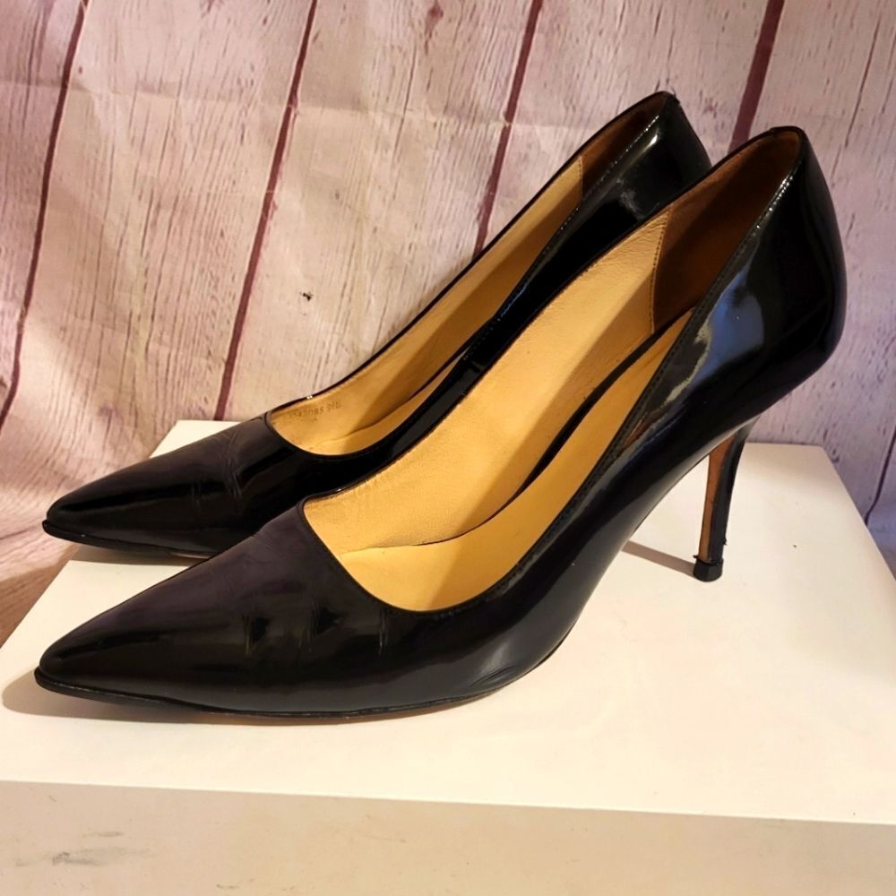 Cole Haan Black Patent Pointed-Toe Stiletto Pumps